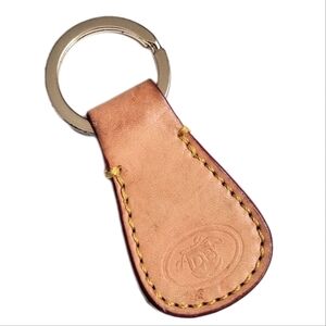 👜 Large Vintage Dooney & Bourke Saddle Tan Brown Leather Keychain Fob Bag Charm